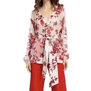 Alice and Olivia Burnout Kimono In Vine Floral Soft White Cherry Size S